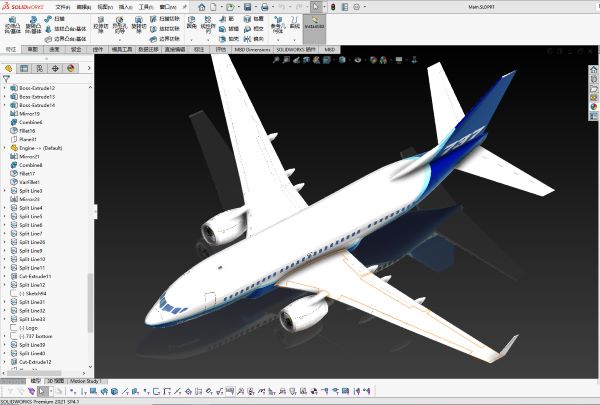 SolidWorks模型分享: 飞机波音737