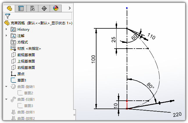 用solidworks画一个克莱因瓶，非常简单。