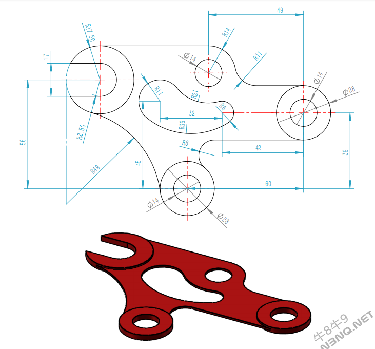 SolidWorks草图练习题5