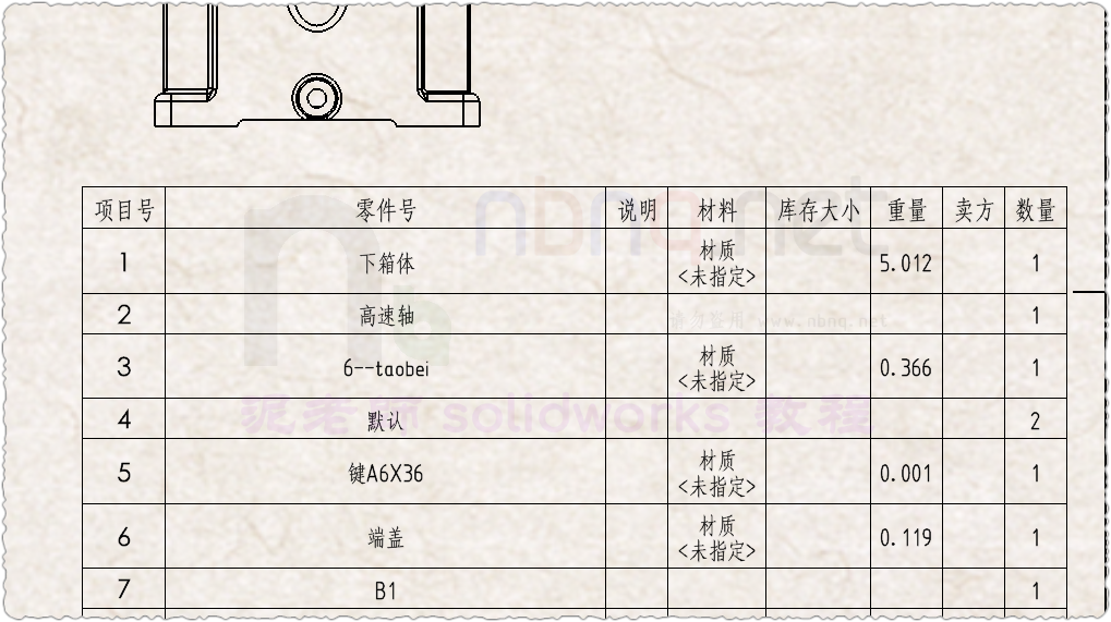 Solidworks材料名细表模板制作方法